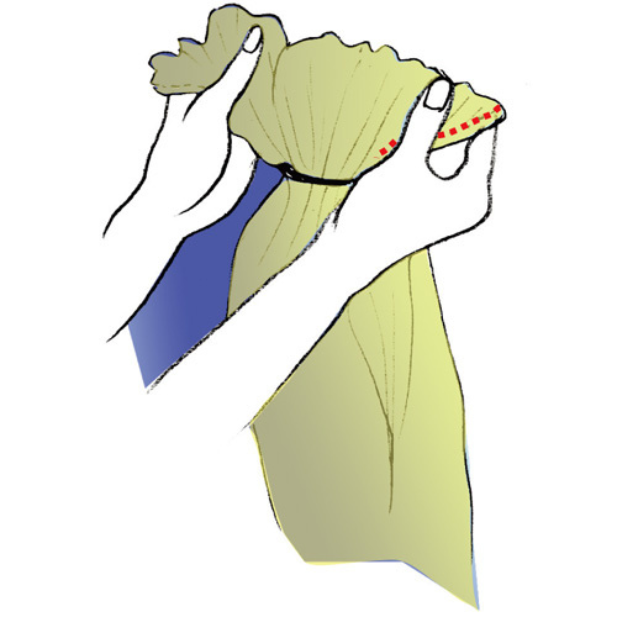 Spread the fabric between the rails into even accordion folds