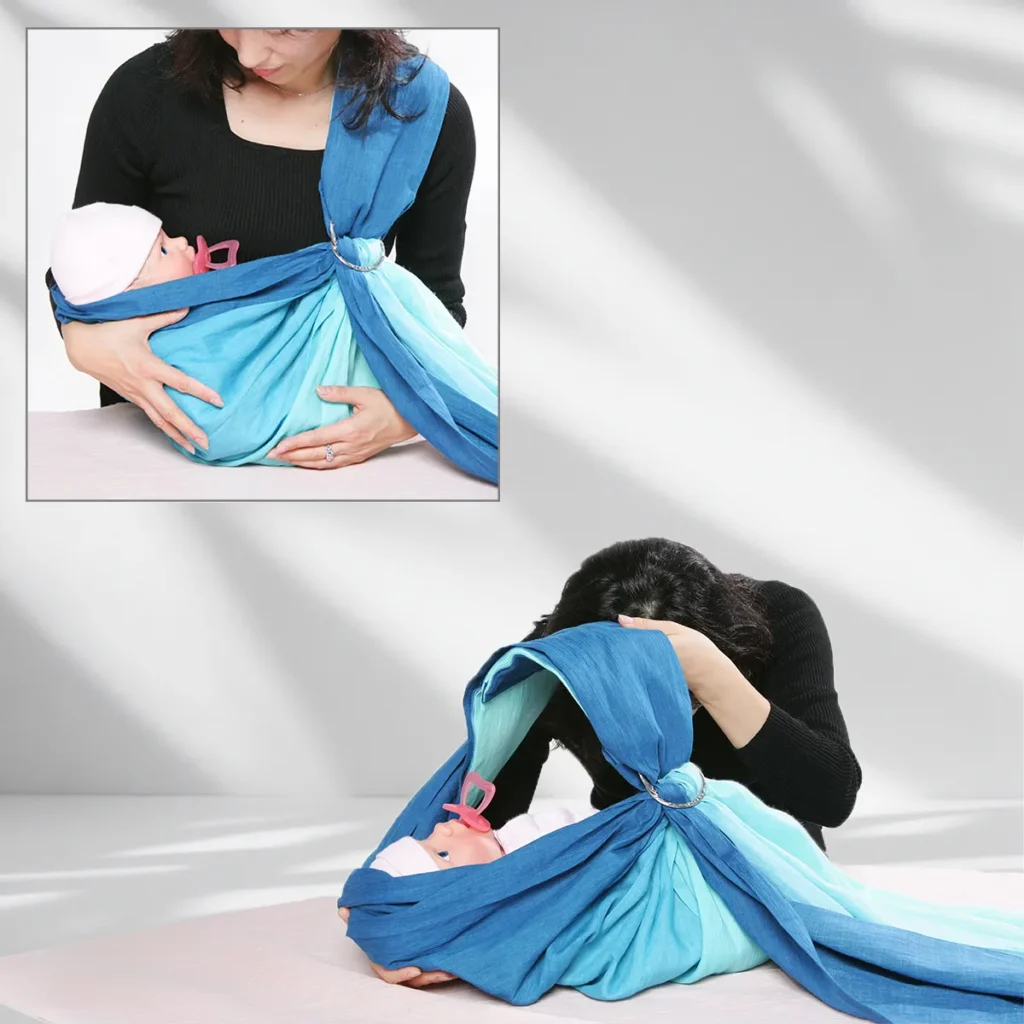 Support the sleeping baby low over the sleep surface during removal from the sling