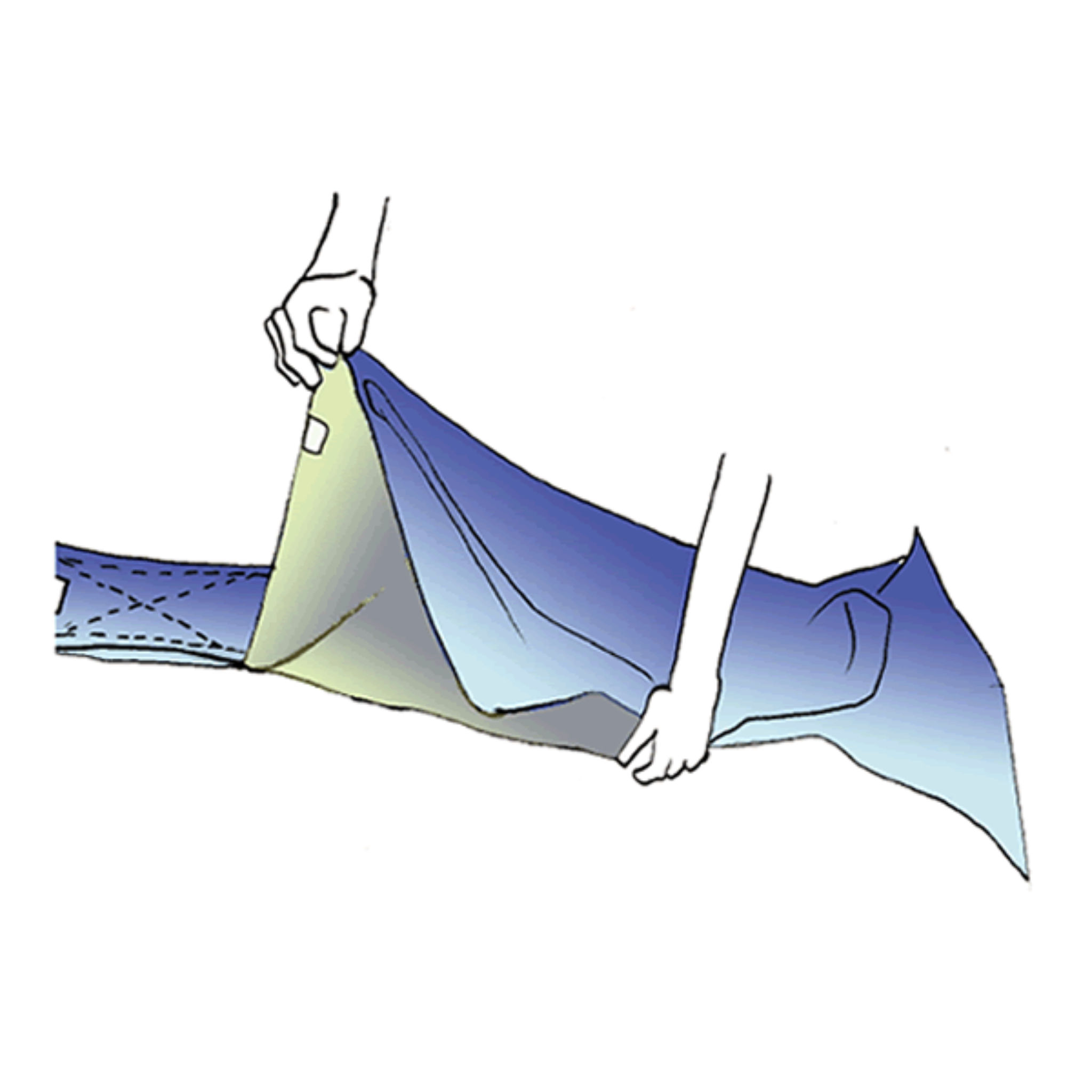 Check the sling orientation using the brand label and care label