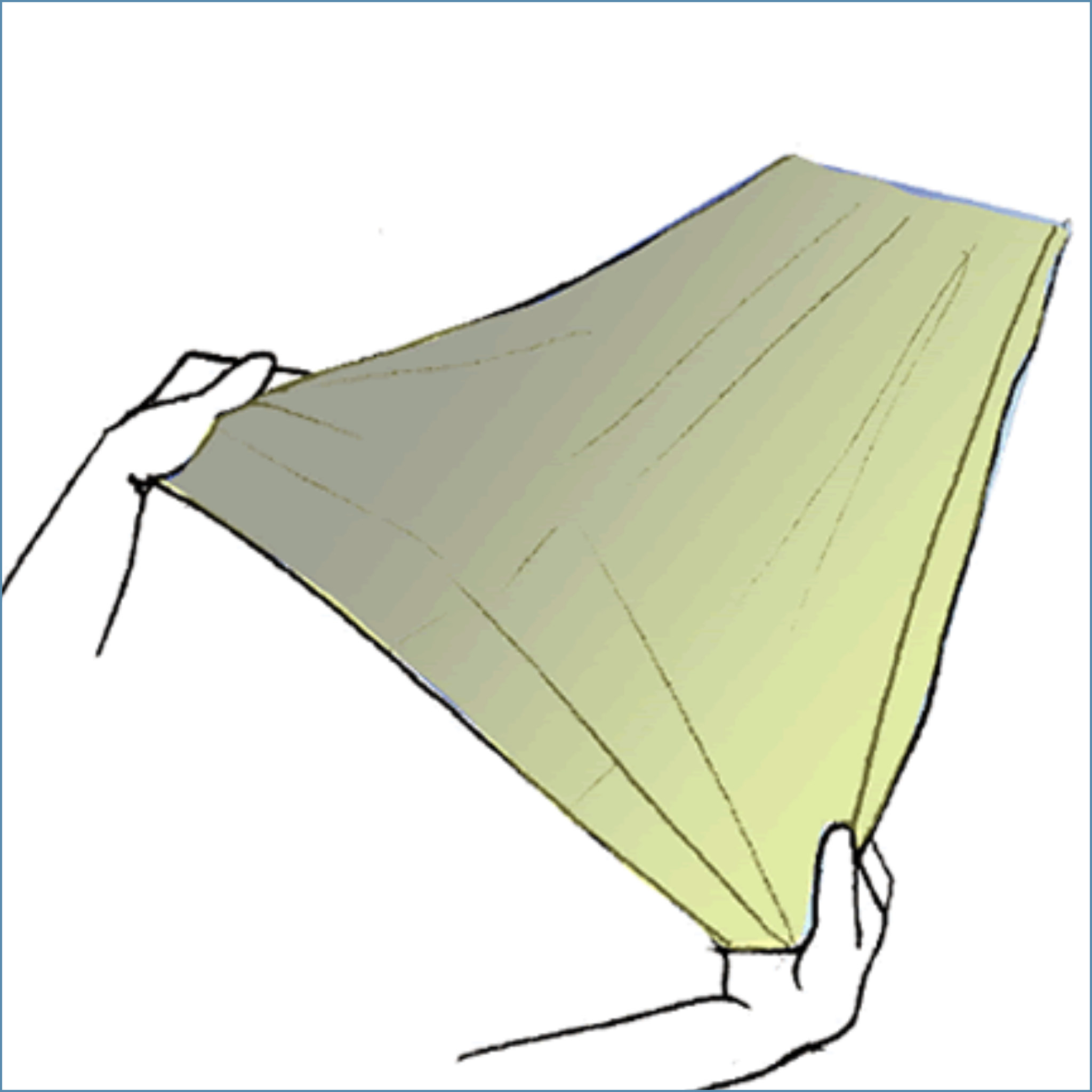 Open the tail fully and hold both outer edges