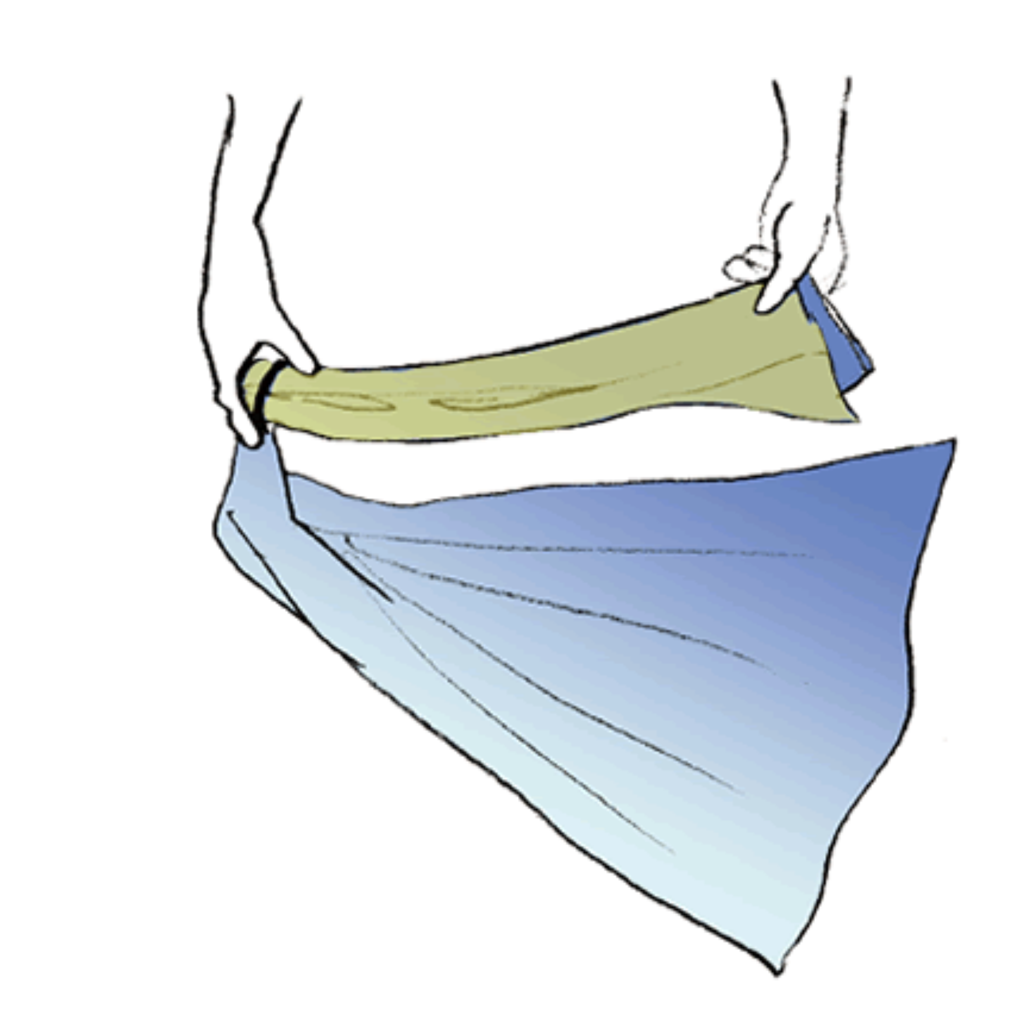 Check that the reverse side of the tail faces up and lies flat below the rings