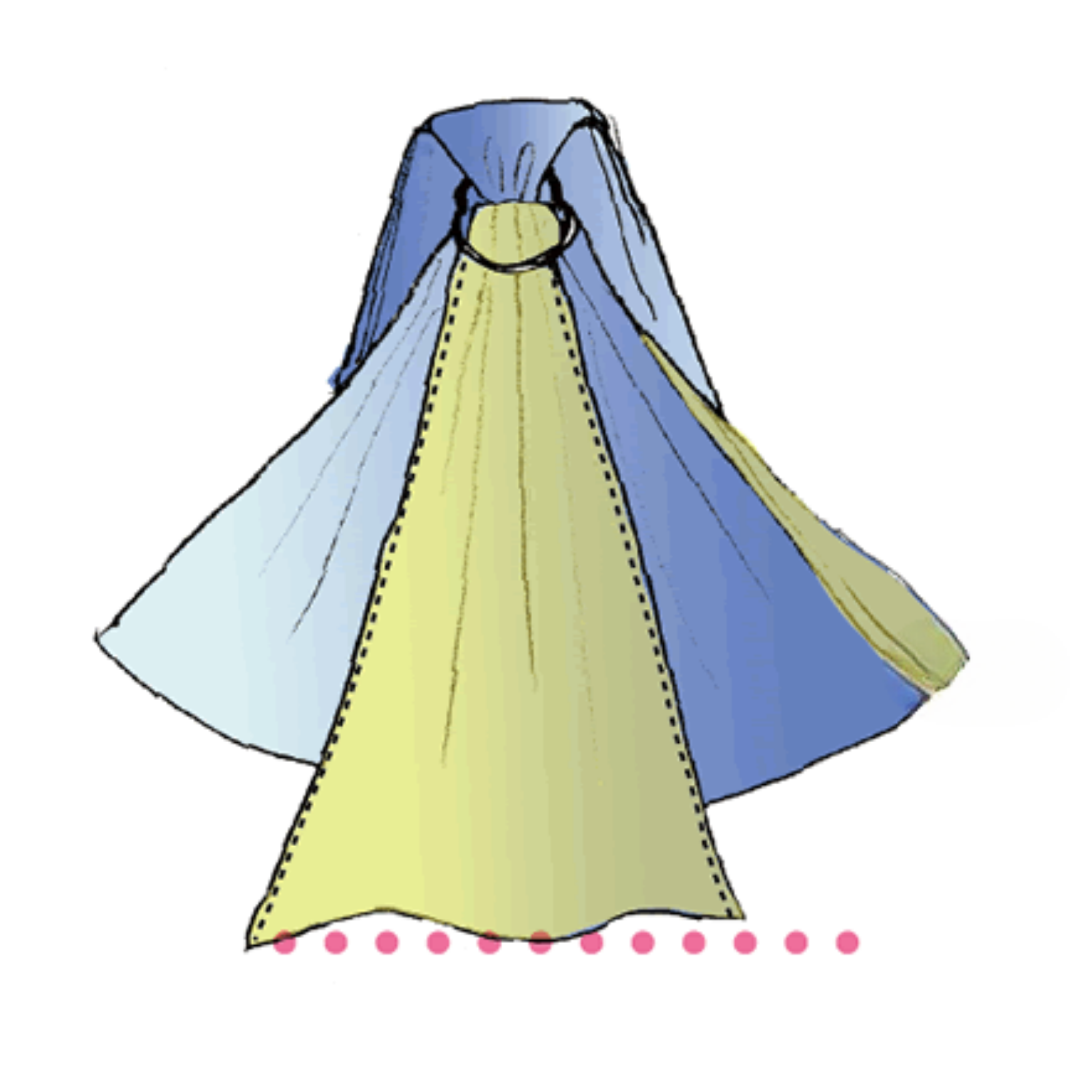 Final check that the tail edges form an even fan-shaped drape