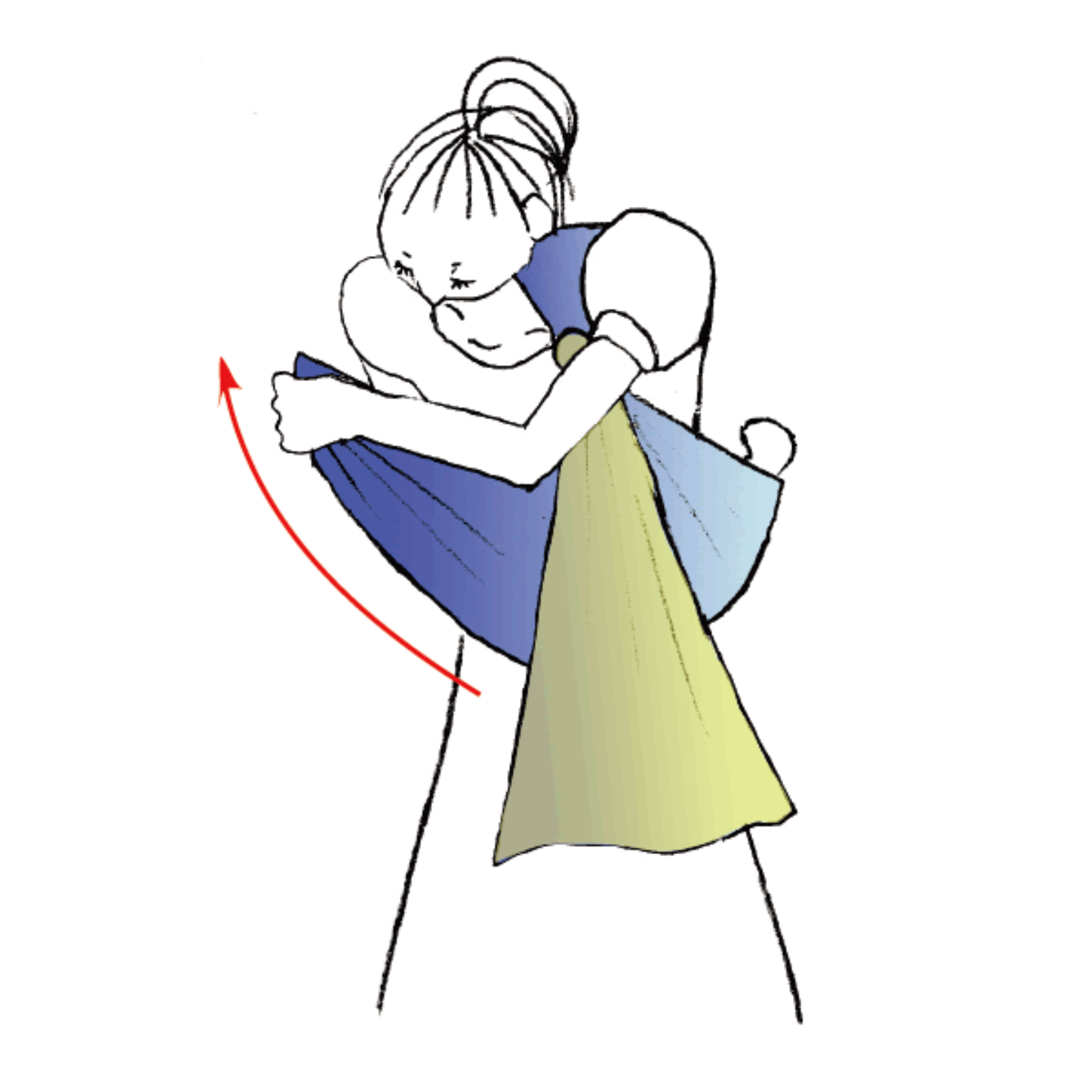 Spread the pouch fabric broadly to support the baby's back and bottom